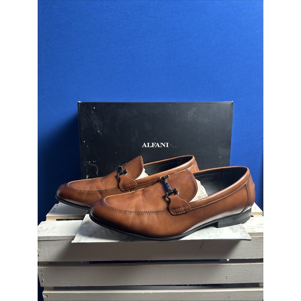 ALFANI Men's Brown Otis Bit Slip-On Loafers with Buckle Size 11 M
